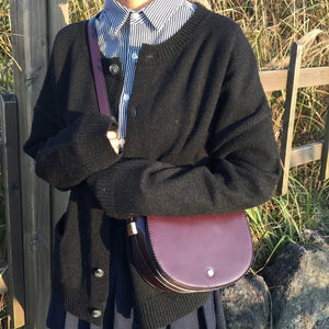 3D Semi-Circular Jujube Red Shoulder Bag for Women