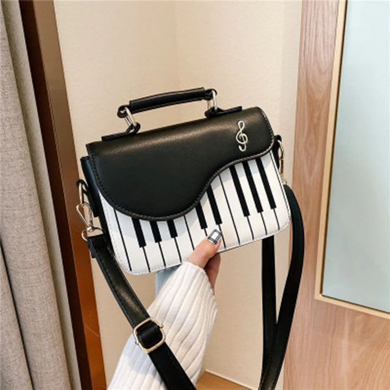 Sweet Piano Note Small Shoulder Bag Embroidery Square Bag