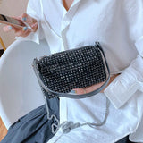 Diamond-Encrusted Chain Small Square Bag Women
