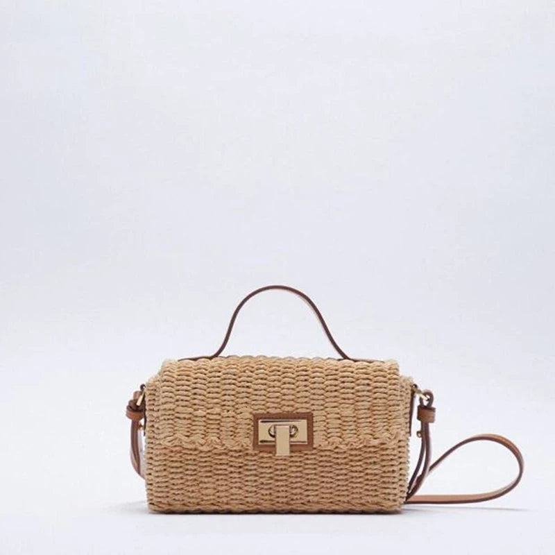 Spring Straw Woven Beach Seaside Single-Shoulder Messenger Bag