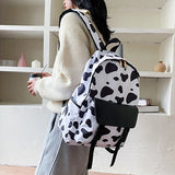 Cow Pattern Backpack Female Middle School Student Bag