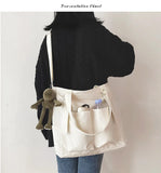Literary Spring Messenger Bag for Women, Solid Shoulder Bag, Large Capacity