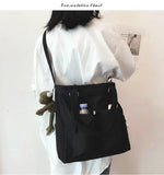 Literary Spring Messenger Bag for Women, Solid Shoulder Bag, Large Capacity