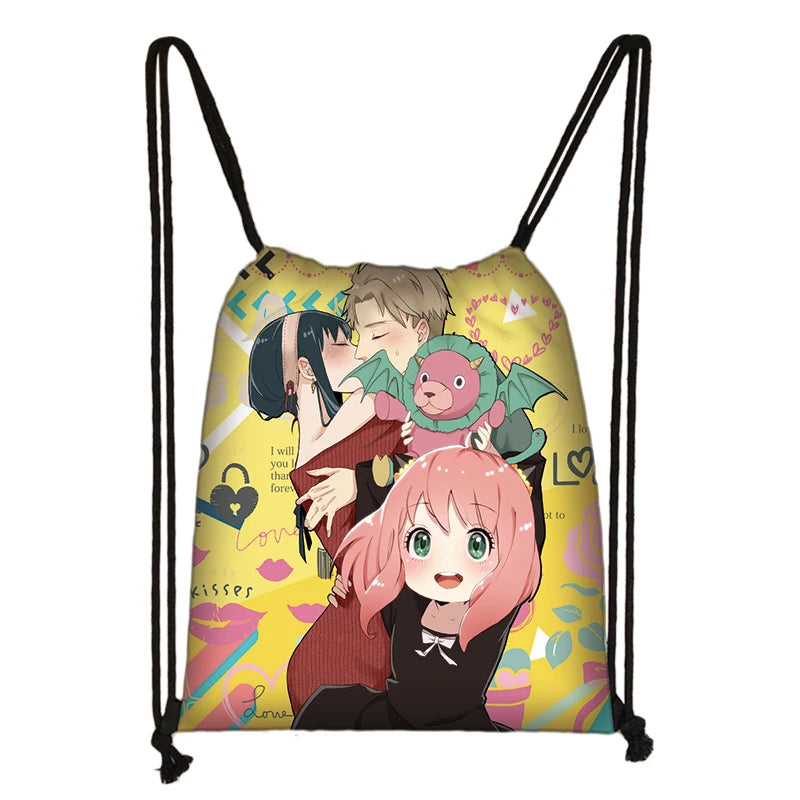 Spy X Family Drawstring Bag Loid Anya Casual School Backpack
