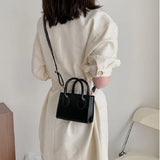 Retro Mini Crossbody Bag for Women Solid Flap Tote Messenger