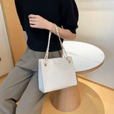 Square Bags Women Large Capacity Handbags PU Leather Stone Pattern Shoulder Mess
