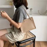 Square Bags Women Large Capacity Handbags PU Leather Stone Pattern Shoulder Mess