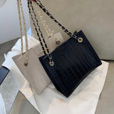 Square Bags Women Large Capacity Handbags PU Leather Stone Pattern Shoulder Mess