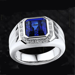 Crystal Sapphire Gemstone Zircon Diamond Ring for Men
