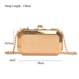Small Metallic Box Chain Handbag Clutch Tote Bag