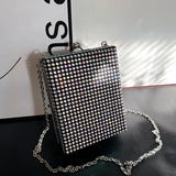 Square Box Lipstick Pouch Rhinestones Clutch Bag for Evening Party Wedding