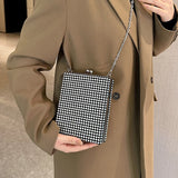 Square Box Lipstick Pouch Rhinestones Clutch Bag for Evening Party Wedding