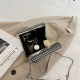 Square Box Lipstick Pouch Rhinestones Clutch Bag for Evening Party Wedding
