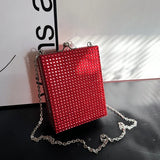 Square Box Lipstick Pouch Rhinestones Clutch Bag for Evening Party Wedding
