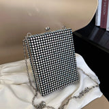 Square Box Lipstick Pouch Rhinestones Clutch Bag for Evening Party Wedding