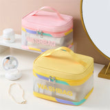 Square Clear Cosmetic Bag Portable Travel Female Toiletry Bags