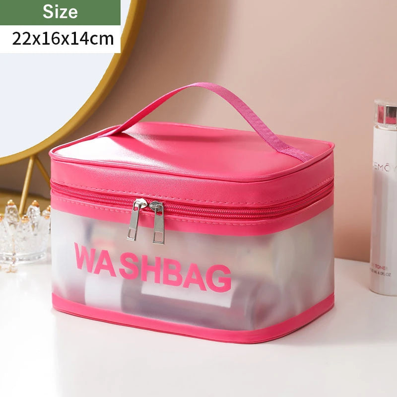 Square Clear Cosmetic Bag Portable Travel Female Toiletry Bags