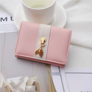 Soft Pink Leather Clutch Purse Short Wallet
