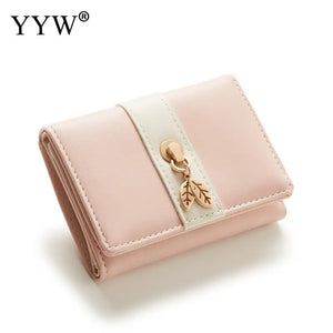 Soft Pink Leather Clutch Purse Short Wallet