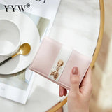 Soft Pink Leather Clutch Purse Short Wallet