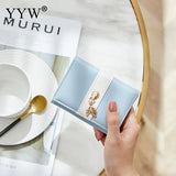 Soft Pink Leather Clutch Purse Short Wallet