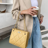 Square Chain Strap Shoulder Bag Rhombus Plaid Crossbody Purse