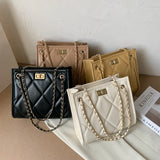 Square Chain Strap Shoulder Bag Rhombus Plaid Crossbody Purse