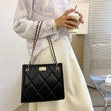 Square Chain Strap Shoulder Bag Rhombus Plaid Crossbody Purse