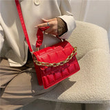 Plaid Square Shoulder Chain Crossbody Bag