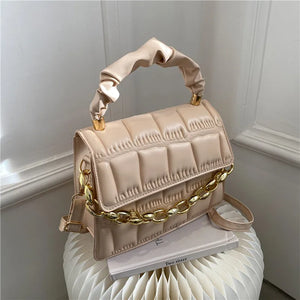 Plaid Square Shoulder Bag Chain Crossbody PU Leather Bag