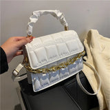 Plaid Shoulder Bag Chain Crossbody PU Leather Bag
