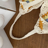 Square Hollow Straw Beach Bag Raffia Rattan Tote