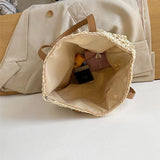 Square Hollow Straw Beach Bag Woven Shoulder Bag Raffia Rattan Shopping