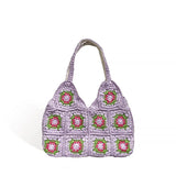 Square Hollow Straw Beach Bag Raffia Rattan Tote