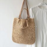 Square Hollow Straw Beach Crossbody Bag Rattan Shopping Handbags