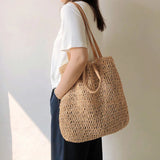 Square Hollow Straw Beach Crossbody Bag Rattan Shopping Handbags
