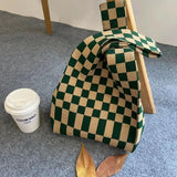 Plaid Shopping Bags Foldable Shoulder Handbag Reusable Purses Girls Bag