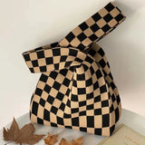 Plaid Shopping Bags Foldable Shoulder Handbag Reusable Purses Girls Bag