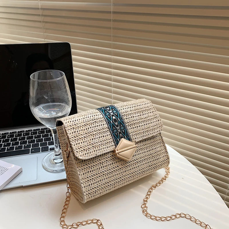 Square Rattan Bags Wild Woven Crossbody Bags For Women Straw Handbag Bags