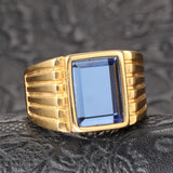Red Zircon 5A Gemstones Rings for Men 18k Filled Titanium Stainless Steel Bague