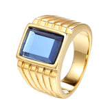 Red Zircon 5A Gemstones Rings for Men 18k Filled Titanium Stainless Steel Bague