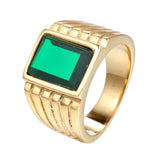 Red Zircon 5A Gemstones Rings for Men 18k Filled Titanium Stainless Steel Bague