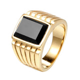 Red Zircon 5A Gemstones Rings for Men 18k Filled Titanium Stainless Steel Bague