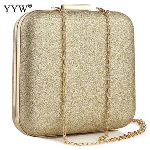 Sequined Evening Party Clutch Bag Metal Top Handle Crossbody Bags