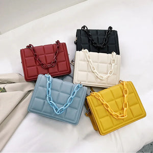 Square Shoulder Bag Embossed Flap Crossbody Bag Mini Purses for Women