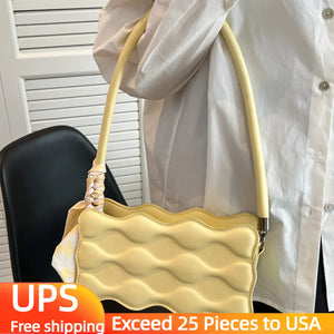 Square Shoulder Bag Wave Pattern Crossbody