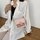Square Shoulder Bags Women Panelled Patchwork PU Leather Office Lady