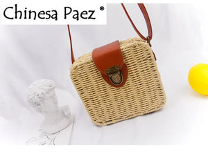Woven Straw Rattan Beach Bag Crossbody Tote Bohemian Bolsa Feminina
