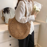 Square Straw Beach Bag Woven Shoulder Bag Raffia Shopper Travel Bag