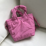 Small Square Cotton Tote Bag Crossbody Handbag for Women